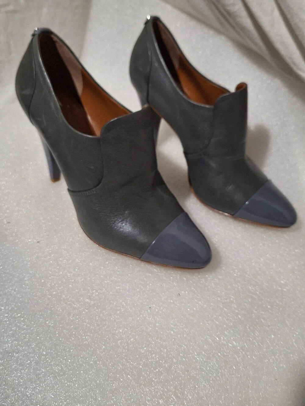 Calvin Klein Two-Tone Gray Pointed Toe High Heel Booties